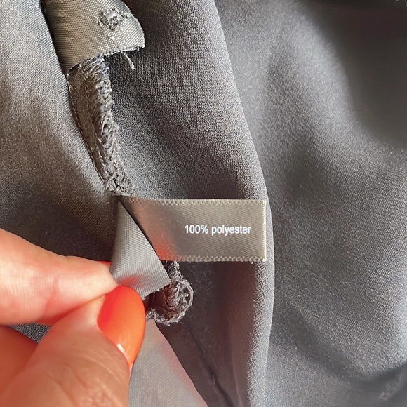 The Limited V Neck Black Blouse with Gold Zipper and Rounded Hem - Picture 8 of 9